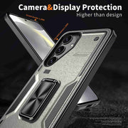 For Samsung Galaxy S25+ 5G Ring Holder PC Hybrid TPU Phone Case(Titanium Grey)