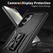 For Samsung Galaxy S25+ 5G Ring Holder PC Hybrid TPU Phone Case(Black)