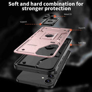 For Samsung Galaxy S25+ 5G Ring Holder PC Hybrid TPU Phone Case(Rose Gold)