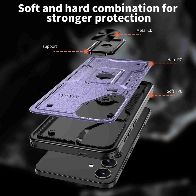 For Samsung Galaxy S25+ 5G Ring Holder PC Hybrid TPU Phone Case(Purple)