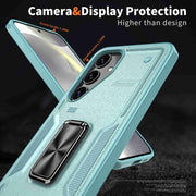 For Samsung Galaxy S25 Ultra 5G Ring Holder PC Hybrid TPU Phone Case(Blue)