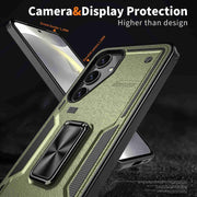 For Samsung Galaxy S25 Ultra 5G Ring Holder PC Hybrid TPU Phone Case(Olive Green)