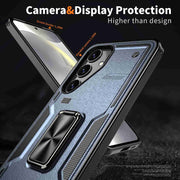 For Samsung Galaxy S25 Ultra 5G Ring Holder PC Hybrid TPU Phone Case(Navy Blue)