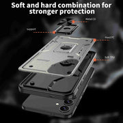For Samsung Galaxy S25 Ultra 5G Ring Holder PC Hybrid TPU Phone Case(Titanium Grey)