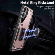 For Samsung Galaxy S25 Ultra 5G Ring Holder PC Hybrid TPU Phone Case(Rose Gold)