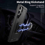 For Samsung Galaxy S25 5G Ring Holder PC Hybrid TPU Phone Case(Black)