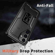 For Samsung Galaxy S25 5G Ring Holder PC Hybrid TPU Phone Case(Black)