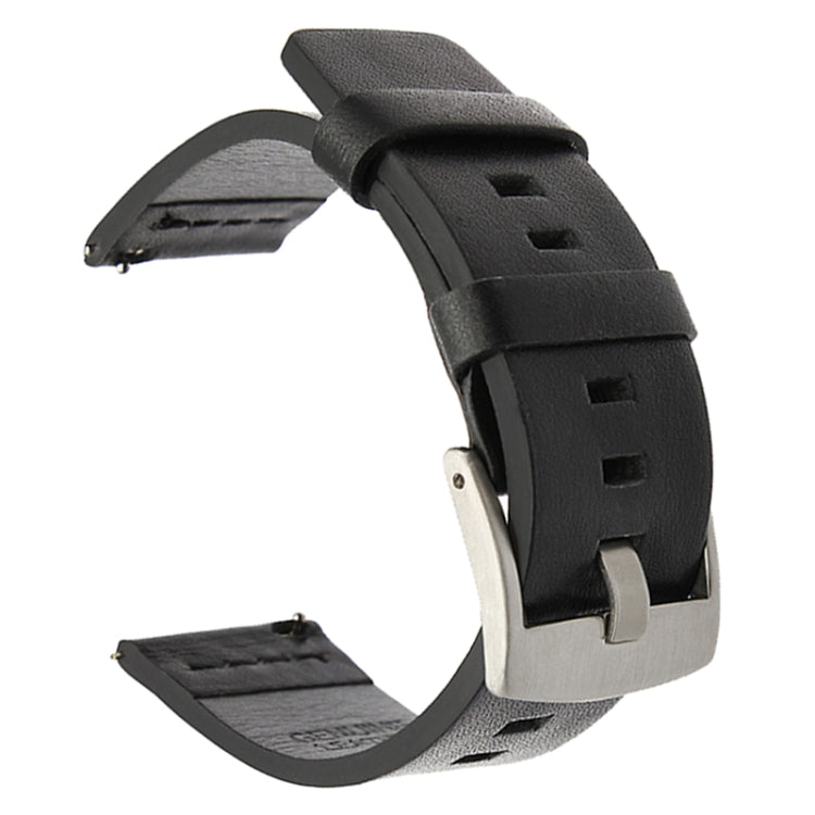 For Suunto 9 / Suunto 7 Steel Buckle 24mm Genuine Leather Watch Band(Black Silver)