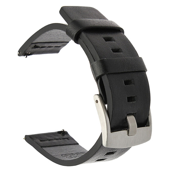 For Suunto 9 / Suunto 7 Steel Buckle 24mm Genuine Leather Watch Band(Black Silver)