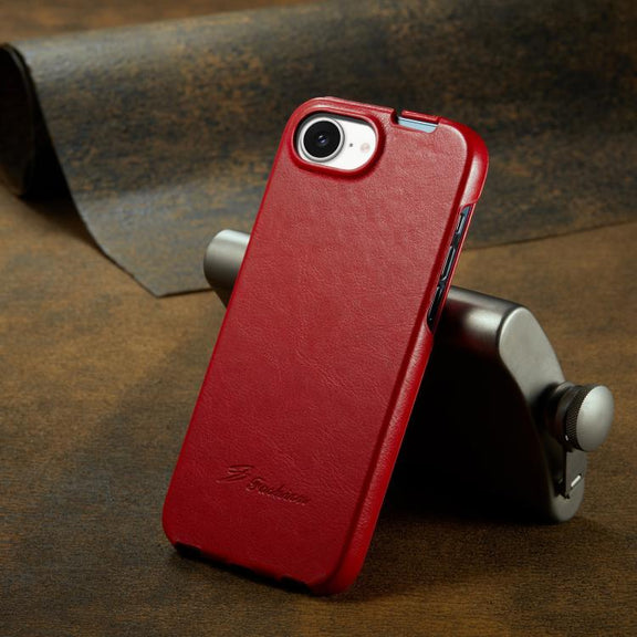 For iPhone 16e Fierre Shann 64 Texture Vertical Flip PU Leather Phone Case(Red)