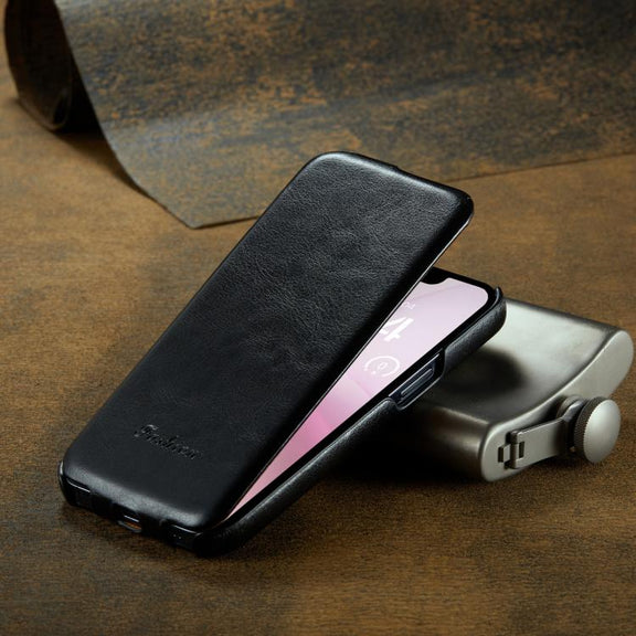 For iPhone 16e Fierre Shann 64 Texture Vertical Flip PU Leather Phone Case(Black)