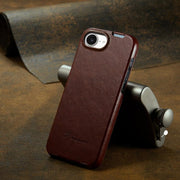 For iPhone 16e Fierre Shann 64 Texture Vertical Flip PU Leather Phone Case(Brown)