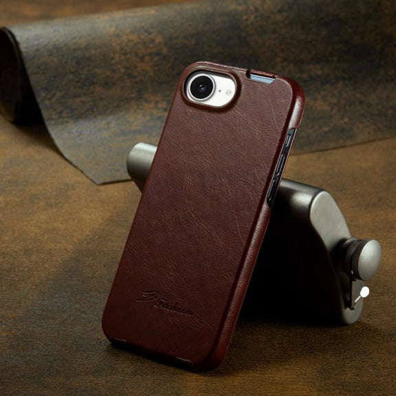 For iPhone 16e Fierre Shann 64 Texture Vertical Flip PU Leather Phone Case(Brown)