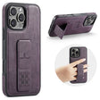 For iPhone 16 Pro Max Fierre Shann Oil Wax Cow Leather Holder Back Phone Case(Purple) - free shipping - PMC Jewellery - Order now!