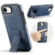 For iPhone 16e Fierre Shann Oil Wax Cow Leather Holder Back Phone Case(Blue) - free shipping - PMc TechLife - Order now!