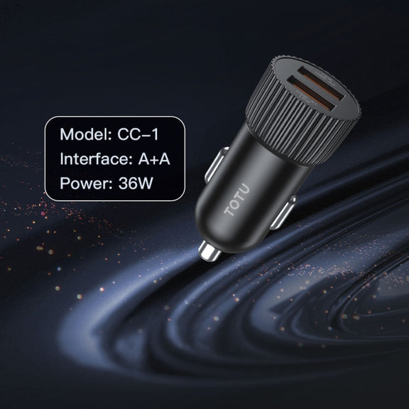 TOTU CC-1 36W Dual USB Ports Fast Charging Car Charger(Black)