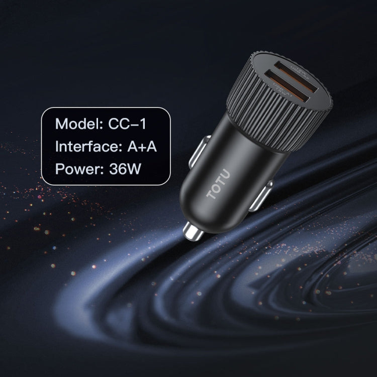 TOTU CC-1 36W Dual USB Ports Fast Charging Car Charger(Black)
