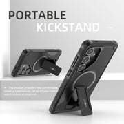 For Samsung Galaxy S24 5G / S25 5G Armor MagSafe Holder PC Hybrid TPU Phone Case(Black)