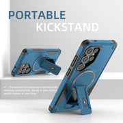 For Samsung Galaxy S25 Ultra 5G Armor MagSafe Holder PC Hybrid TPU Phone Case(Dark Blue)