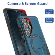 For Samsung Galaxy S25 Ultra 5G Armor MagSafe Holder PC Hybrid TPU Phone Case(Dark Blue)