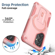 For Samsung Galaxy S25 Ultra 5G Armor MagSafe Holder PC Hybrid TPU Phone Case(Pink)