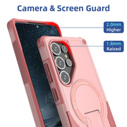 For Samsung Galaxy S25 Ultra 5G Armor MagSafe Holder PC Hybrid TPU Phone Case(Pink)