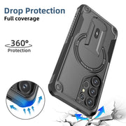 For Samsung Galaxy S25 Ultra 5G Armor MagSafe Holder PC Hybrid TPU Phone Case(Black)