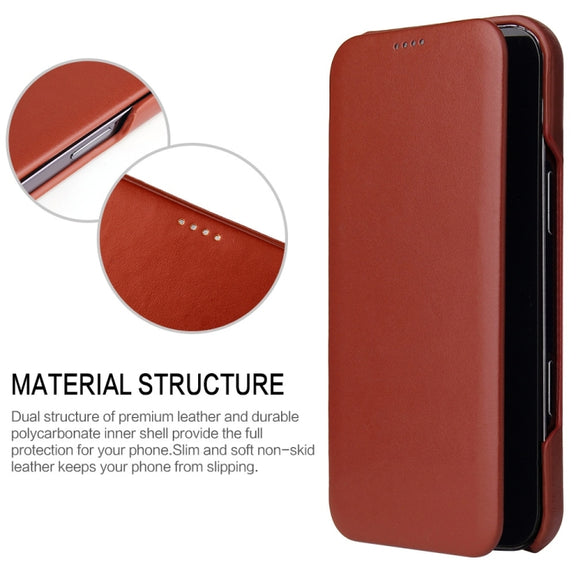 For iPhone 16 Pro Max Fierre Shann Top Layer Cowhide Business Magnetic Leather Phone Case(Brown)