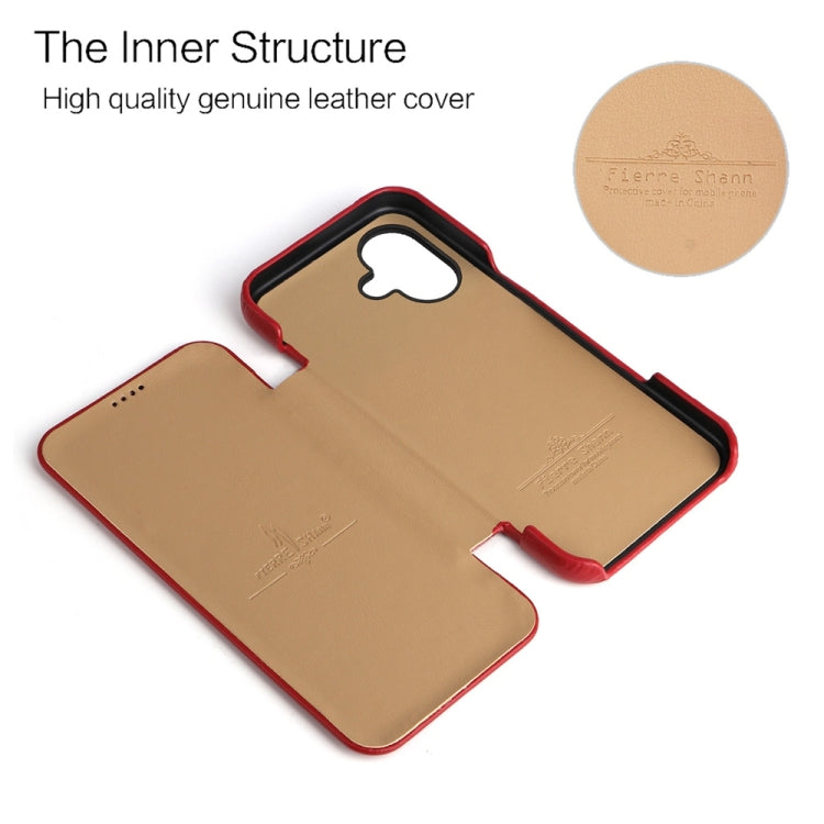 For iPhone 16 Plus Fierre Shann Top Layer Cowhide Business Magnetic Leather Phone Case(Red)