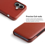 For iPhone 16 Plus Fierre Shann Top Layer Cowhide Business Magnetic Leather Phone Case(Brown)