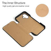 For iPhone 16 Plus Fierre Shann Top Layer Cowhide Business Magnetic Leather Phone Case(Black)
