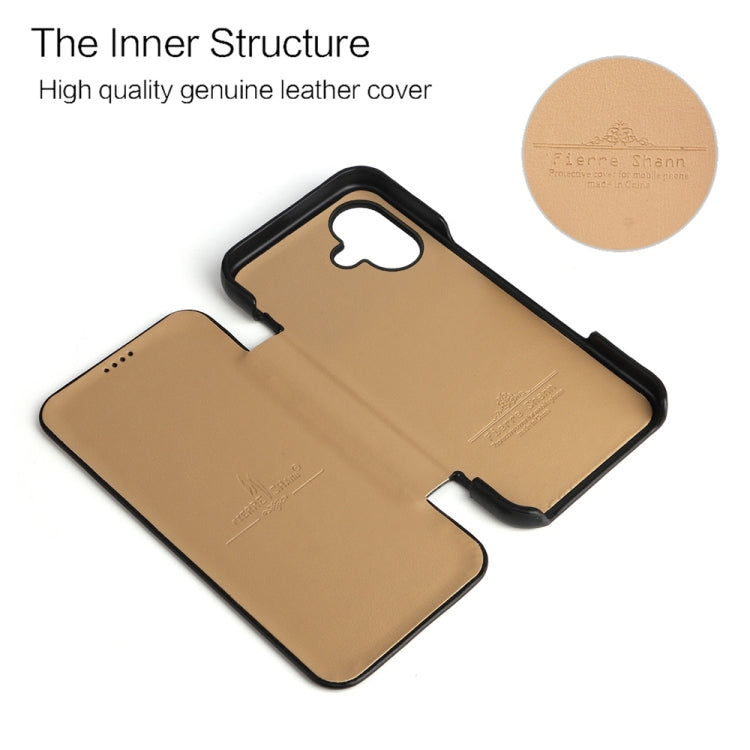 For iPhone 16 Plus Fierre Shann Top Layer Cowhide Business Magnetic Leather Phone Case(Black)