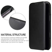For iPhone 16 Plus Fierre Shann Top Layer Cowhide Business Magnetic Leather Phone Case(Black)