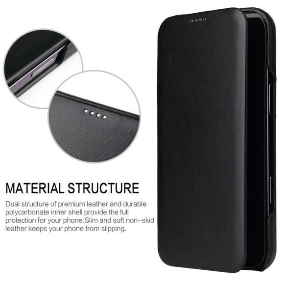 For iPhone 16 Plus Fierre Shann Top Layer Cowhide Business Magnetic Leather Phone Case(Black)