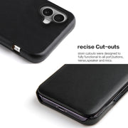 For iPhone 16 Plus Fierre Shann Top Layer Cowhide Business Magnetic Leather Phone Case(Black)