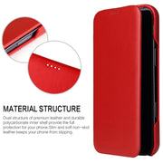 For iPhone 16 Fierre Shann Top Layer Cowhide Business Magnetic Leather Phone Case(Red)