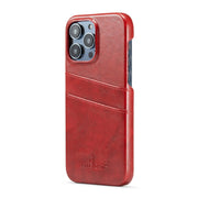 For iPhone 16 Pro Max Fierre Shann Retro Oil Wax Texture Card Slots PU Leather Phone Case(Red)
