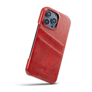 For iPhone 16 Pro Max Fierre Shann Retro Oil Wax Texture Card Slots PU Leather Phone Case(Red)