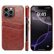 For iPhone 16 Pro Max Fierre Shann Retro Oil Wax Texture Card Slots PU Leather Phone Case(Brown) - free shipping - PMC Jewellery - Order now!