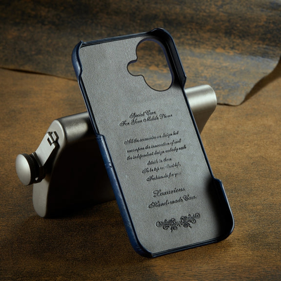 For iPhone 16 Plus Fierre Shann Retro Oil Wax Texture Card Slots PU Leather Phone Case(Blue)