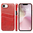 For iPhone 16e Fierre Shann Retro Oil Wax Texture Card Slots PU Leather Phone Case(Red) - free shipping - PMc TechLife - Order now!