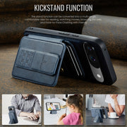 For Google Pixel 9 / 9 Pro Fierre Shann Cowhide Horizontal Flip Magnetic Card Holder Phone Case(Blue)