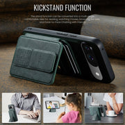 For Google Pixel 9 / 9 Pro Fierre Shann Cowhide Horizontal Flip Magnetic Card Holder Phone Case(Green)