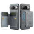 For Google Pixel 9 / 9 Pro Fierre Shann Cowhide Horizontal Flip Magnetic Card Holder Phone Case(Grey) - Google Cases by FIERRE SHANN | Online Shopping South Africa | PMC TechLife | Buy Now Pay Later Mobicred