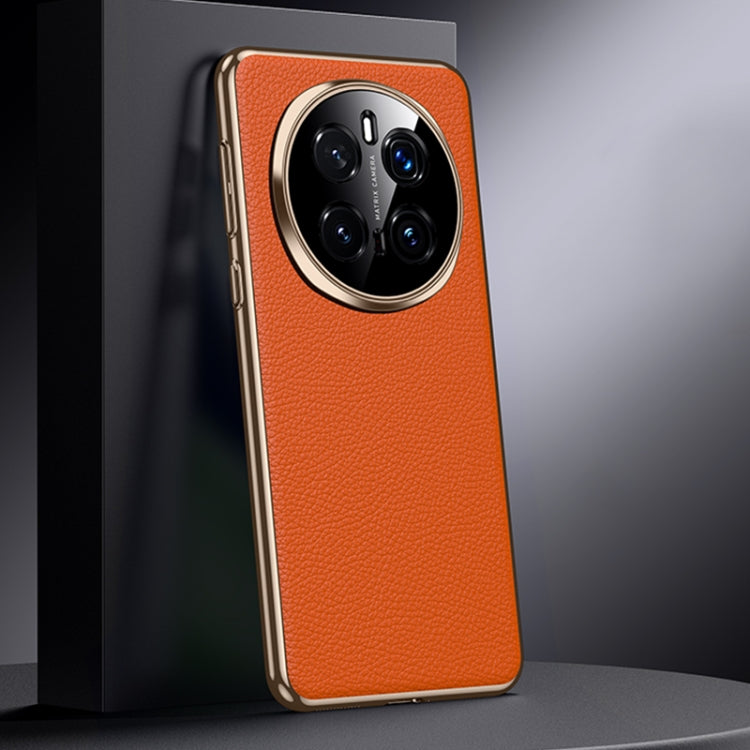 For Honor Magic7 Pro Genuine Leather PC Phone Case(Orange)