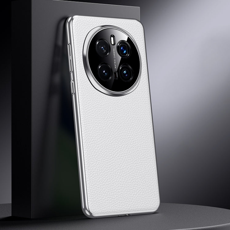 For Honor Magic7 Pro Genuine Leather PC Phone Case(White)