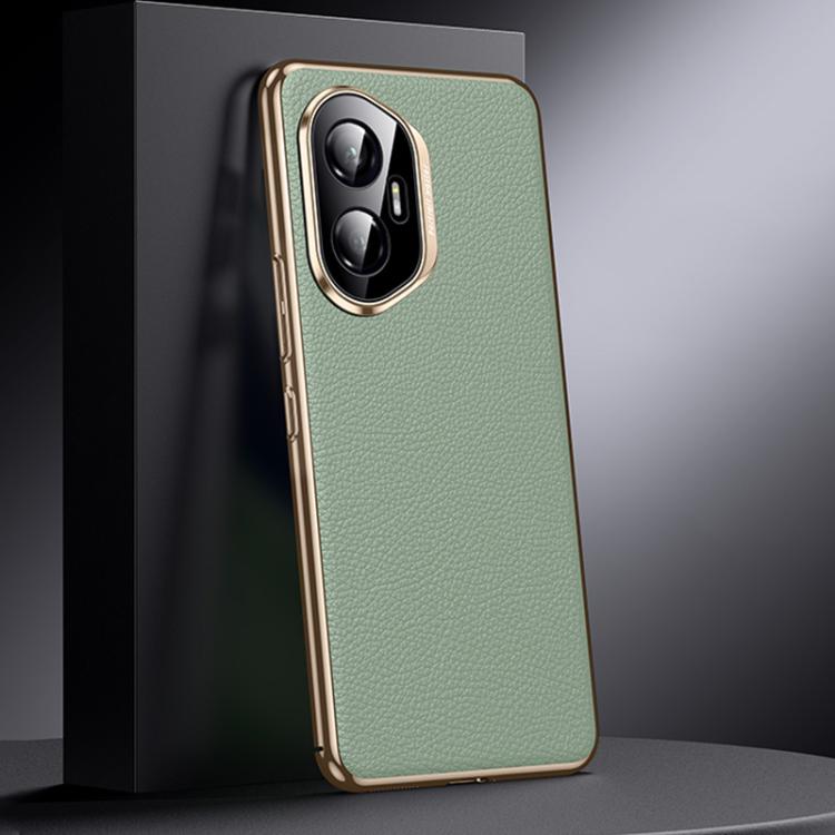 For Honor 300 Genuine Leather PC Phone Case(Green)
