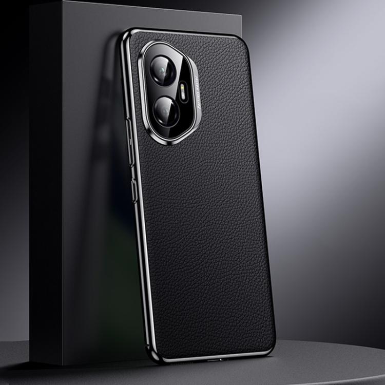 For Honor 300 Genuine Leather PC Phone Case(Black)