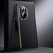 For Honor 300 Genuine Leather PC Phone Case(Black)