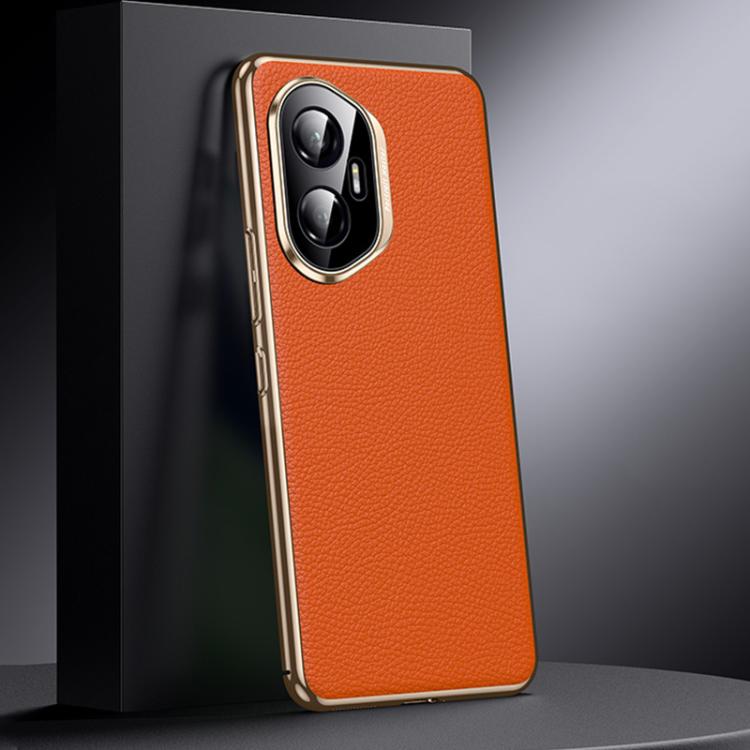 For Honor 300 Genuine Leather PC Phone Case(Orange)